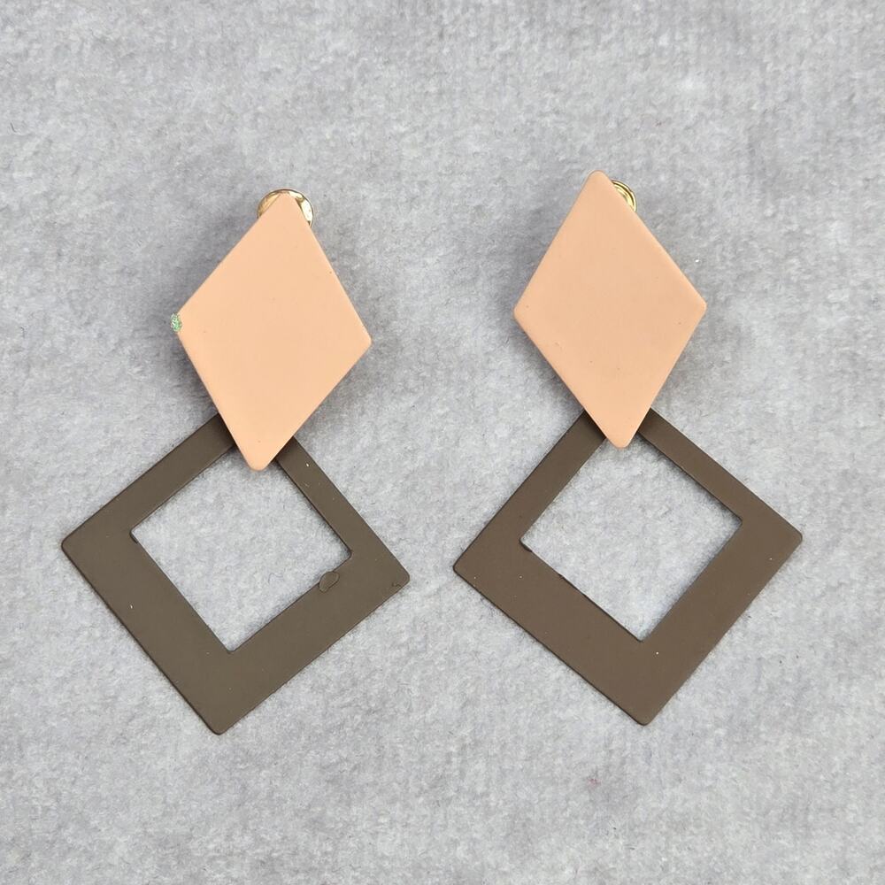 Gray Pink Diamond Hook Stud Boho Dangle Fashion Jewelry Earrings NWT JB2-97